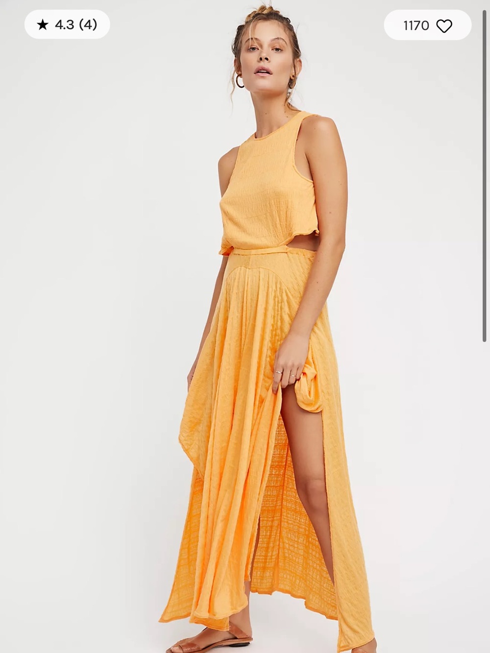Free People Beach Fairgrounds Orange Maxi Dress size Small